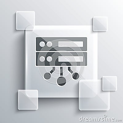 Grey Server, Data, Web Hosting icon isolated on grey background. Square glass panels. Vector Vector Illustration