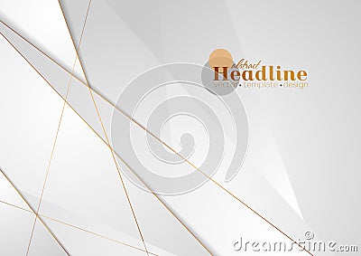 Grey silver abstract luxury background with bronze outlines Vector Illustration