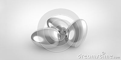 Grey silver metal reflection 3d easter eggs white background Stock Photo