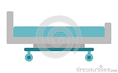 Grey simple hospital bed with a green mattress Cartoon Illustration