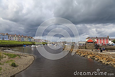 Grey skies over Aberaeron Harbour Editorial Stock Photo