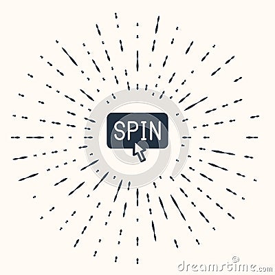 Grey Slot machine spin button icon isolated on beige background. Abstract circle random dots. Vector Stock Photo