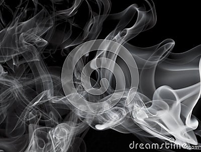 Grey smoke on black background Stock Photo