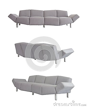 Grey Sofa in all angles Stock Photo