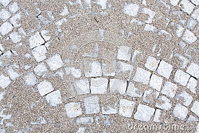 Grey bricks on the ground in round pattern Stock Photo