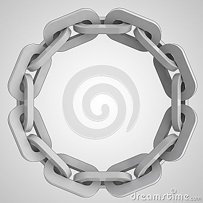 Grey strong chain circle in top view Cartoon Illustration