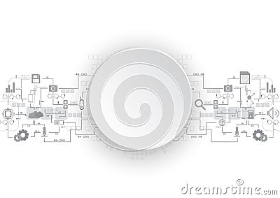 Grey Technology Circuit Icon Background Vector Illustration