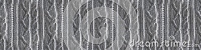 Grey Threads Texture. Abstract Knitting Fabric. Stock Photo