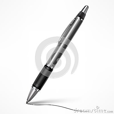 Grey tilt pen on white Vector Illustration