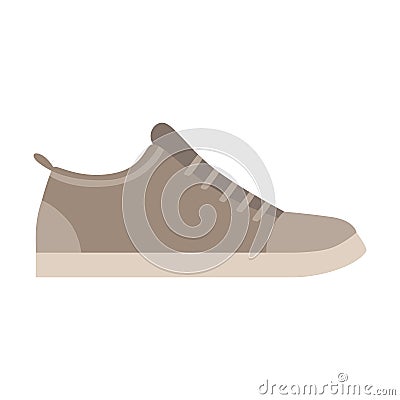 Grey Trainer Shoe, Isolated Footwear Flat Icon, Shoes Store Assortment Item Vector Illustration