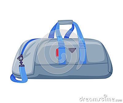 Grey Travel Bag with Handle and Zipper as Packed Luggage for Traveling Vector Illustration Vector Illustration