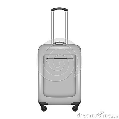 Grey travel bag icon, realistic style Vector Illustration