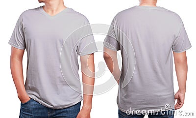 Grey V-Neck shirt design template Stock Photo