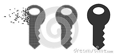 Fragmented Pixel Halftone Key Icon Vector Illustration