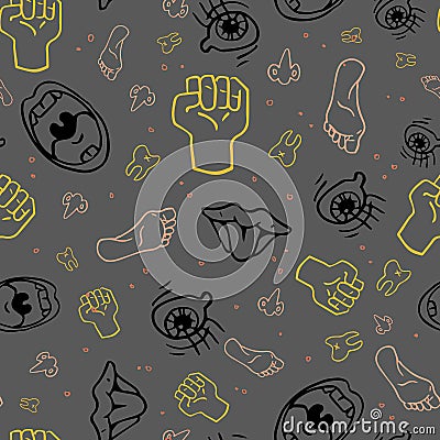 Grey Body Parts Vector Seamless Pattern Stock Photo