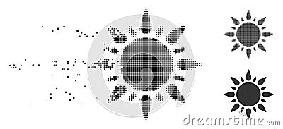 Damaged Pixel Halftone Sun Light Icon Vector Illustration