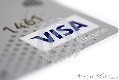 A grey VISA electron plastic card Editorial Stock Photo