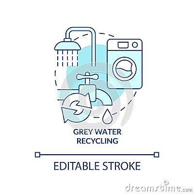 Grey water recycling turquoise concept icon Vector Illustration