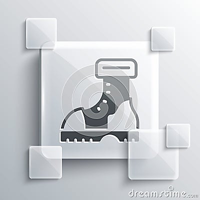 Grey Waterproof rubber boot icon isolated on grey background. Gumboots for rainy weather, fishing, gardening. Square Stock Photo