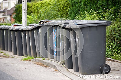 Grey wheelie bins Stock Photo