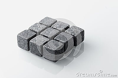 Grey whiskey stones set of 9. Stock Photo