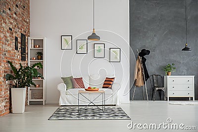 Grey and white loft interior Stock Photo