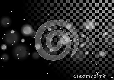 Grey white luminous bokeh lights particles background Vector Illustration