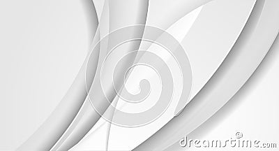 Grey white smooth glossy waves abstract elegant background Vector Illustration