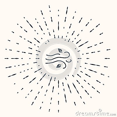 Grey Wind icon isolated on beige background. Windy weather. Abstract circle random dots. Vector Illustration. Vector Illustration