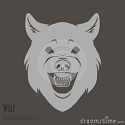 Grey Wolf Silhouette Vector Illustration