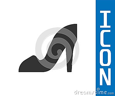 Grey Woman shoe with high heel icon isolated on white background. Vector Vector Illustration