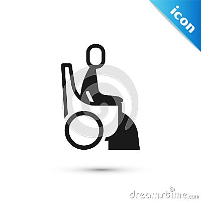 Grey Woman in wheelchair for disabled person icon isolated on white background. Vector Vector Illustration