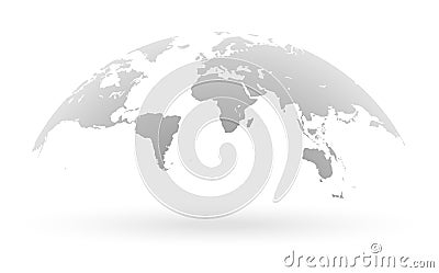 Grey world map globe isolated on white background Vector Illustration