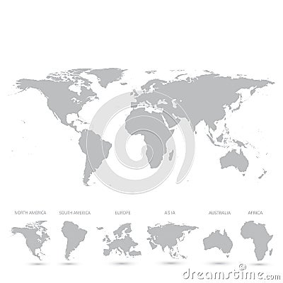 Grey World Map Illustration Stock Photo