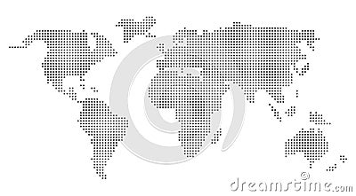 Grey world map pixel design. Vector world map in squares. Vector Illustration