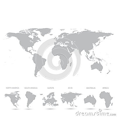 Grey World Map vector Illustration Vector Illustration