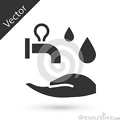 Grey Wudhu icon isolated on white background. Muslim man doing ablution. Vector Vector Illustration