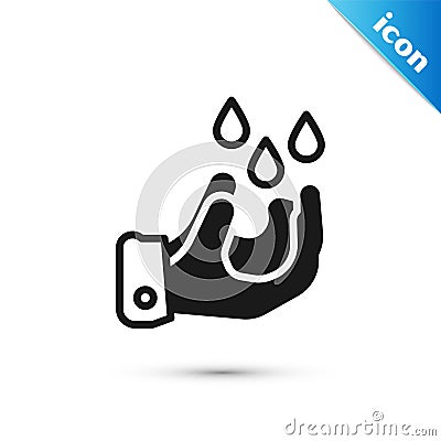 Grey Wudhu icon isolated on white background. Muslim man doing ablution. Vector Vector Illustration