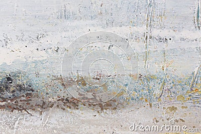 Grey and yellow abstract art painting. Rainy background. Stock Photo