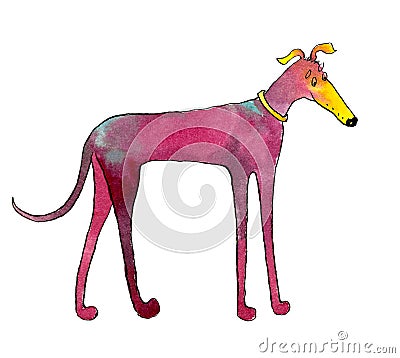 Greyhound breed dog stylized side view Cartoon Illustration