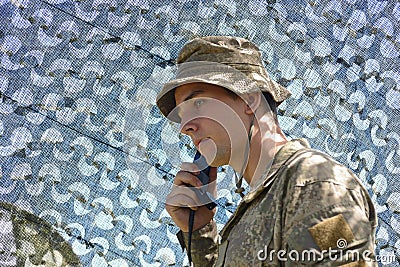 radio operator at work in tent Editorial Stock Photo