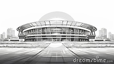 Greyscale Stadium Vector Illustration With Motion Blur Panorama Stock Photo