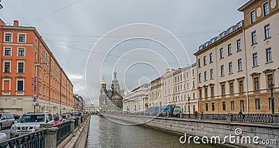 Griboyedov Canal in autumn. Editorial Stock Photo