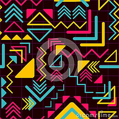 Vector art of a seamless pattern with aztec and bohemian motifs. Web and digital geometric artwork with boho elements. Vector Illustration