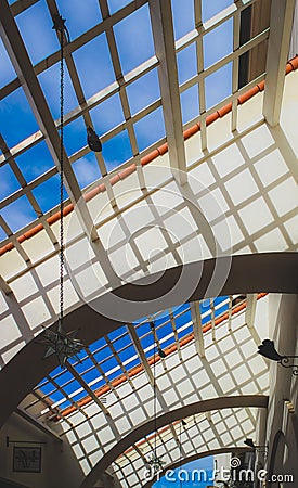 Grid Ceiling Spanish Building Stock Photo