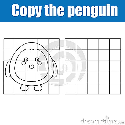 Grid copy children educational drawing game Vector Illustration