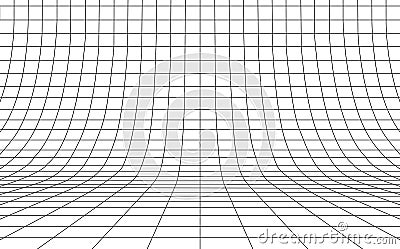 Grid curved background empty in perspective, vector illustration. Cartoon Illustration