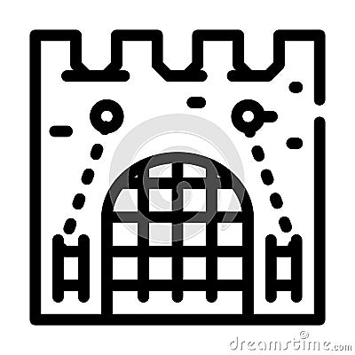 Grid goal of ancient castle line icon vector illustration Vector Illustration