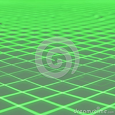 A grid-like pattern filled with a series of intersecting neon green lines, creating a sense Stock Photo