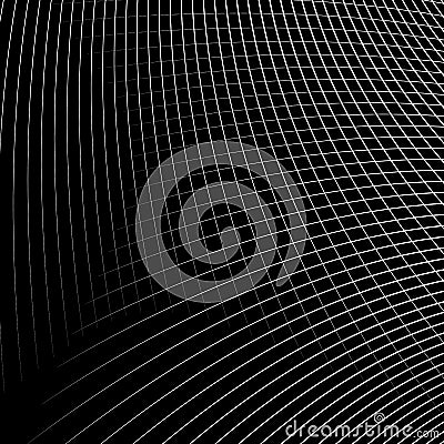 Grid - mesh of dynamic curved lines. Abstract geometric pattern. Vector Illustration